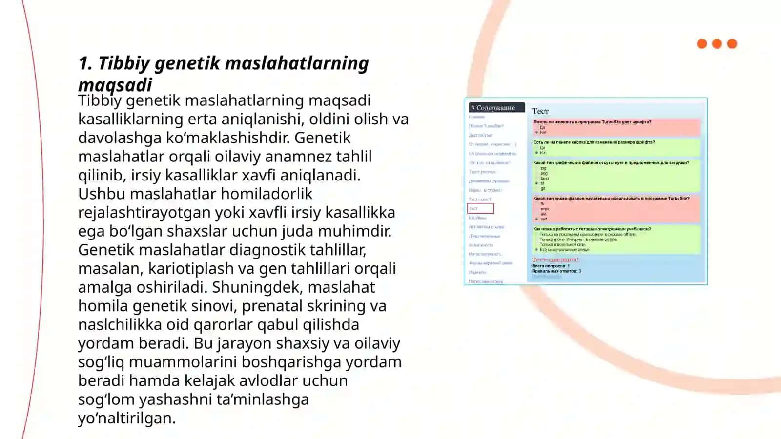 Tibbiy genetik maslahatlarning maqsadi va vazifalari 3