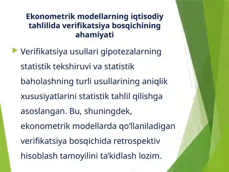 Ekonometrikmodellarning iqtisodiy tahlilida verifykatsiya bosqichining ahamiya 3