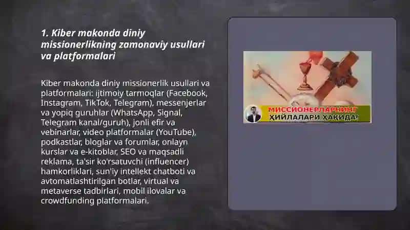 Kiber makonda din. Missionerlik va prozelitizmning ijtimoiy-siyosiy xavfi 3