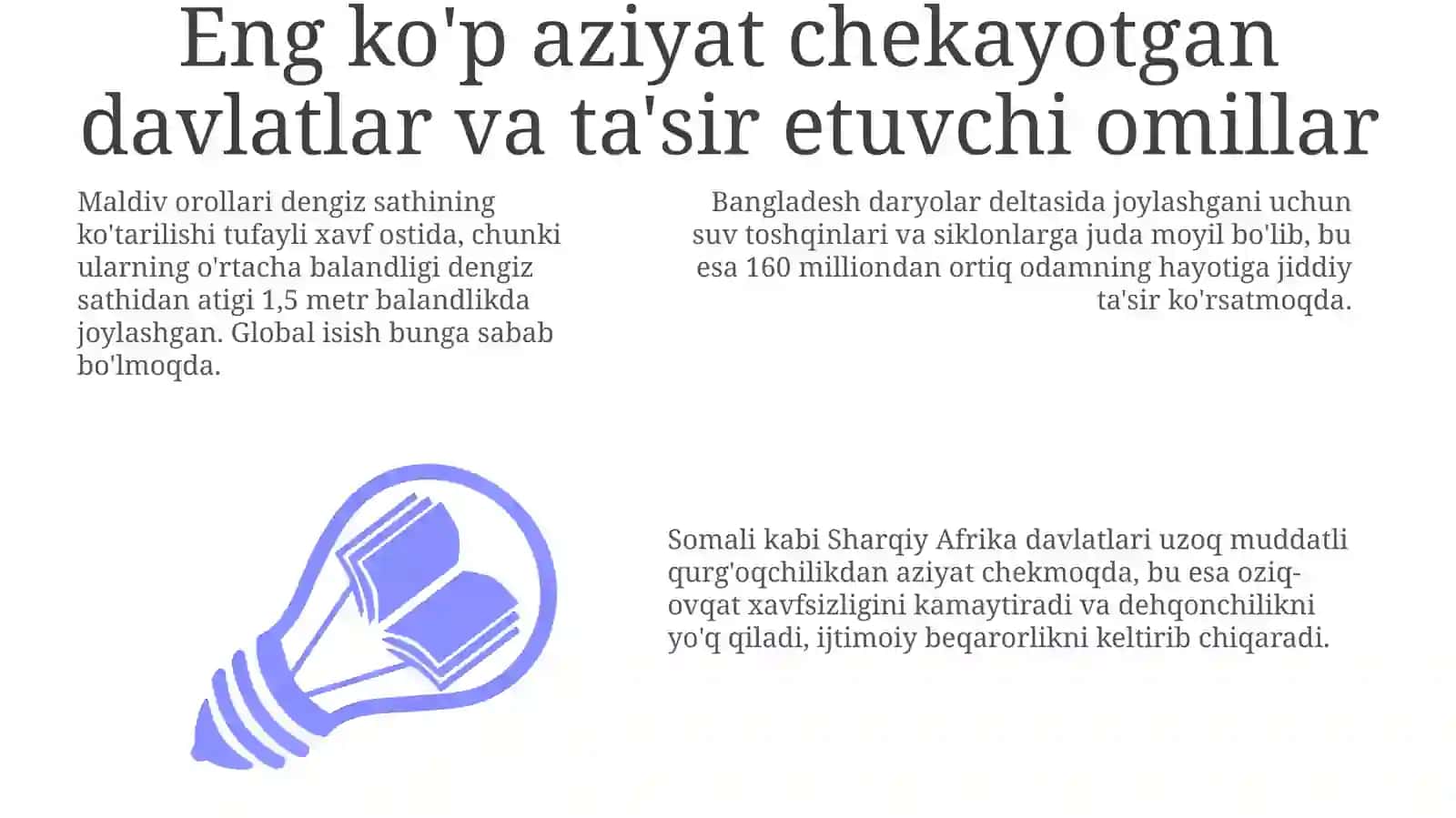 Eng ko'p aziyat chekayotgan davlatlar va ta'sir etuvchi omillar 3
