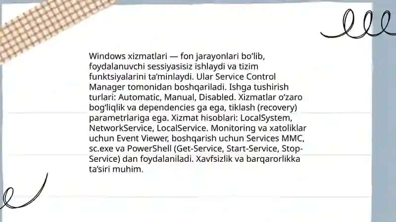 Windows xizmatlari 3