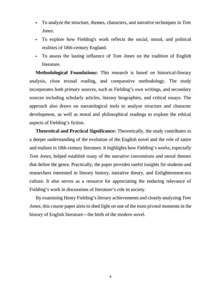 HENRY FIELDING AND HIS NOVEL “TOM JONES” 3