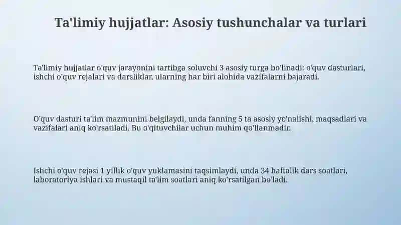 Ta'limiy hujjatlarni yaratish tamoyillari va tuzilishi 3