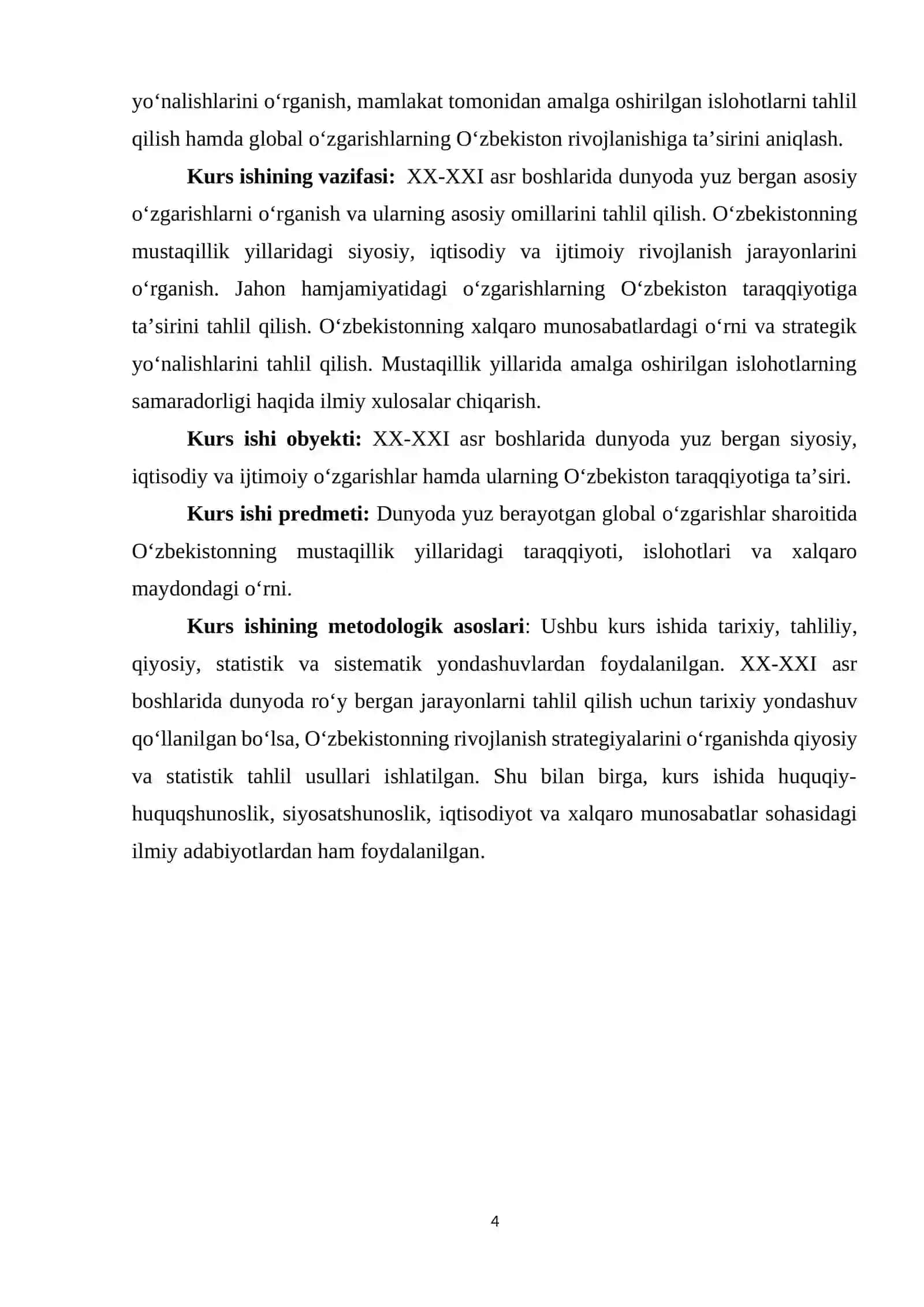 XX-XXI asr boshlarida dunyoda yuz bergan o'zgarishlar sharoitida O'zbekiston 3