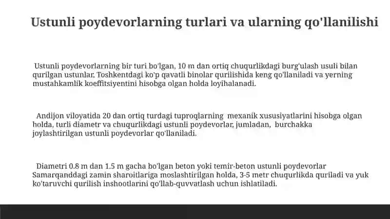Qoziqli poydevorlar me'yoriy hujjati bilan tanishish 3