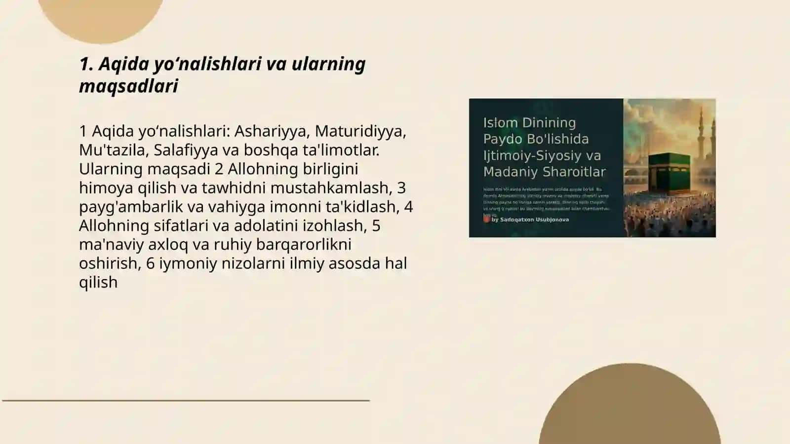 Islom dinining yoʻnalishlari va maqsadlari 3