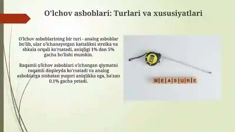 O‘lchov asboblari va o‘lchash xatoliklari 3