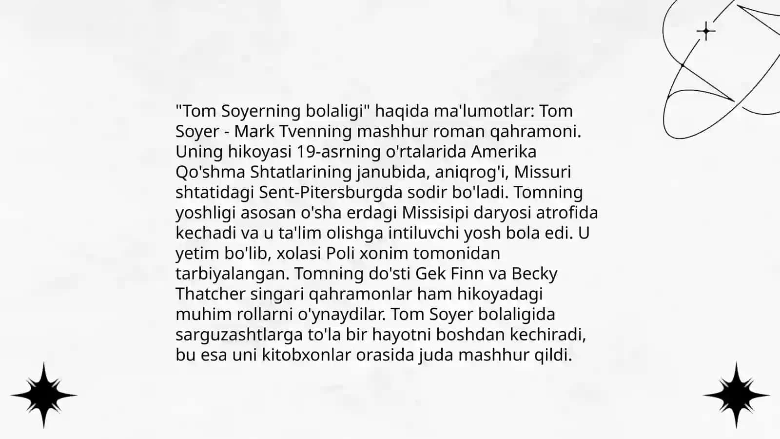 Mark Tvenning “Tom Soyerning sarguzashtlari”asari 3