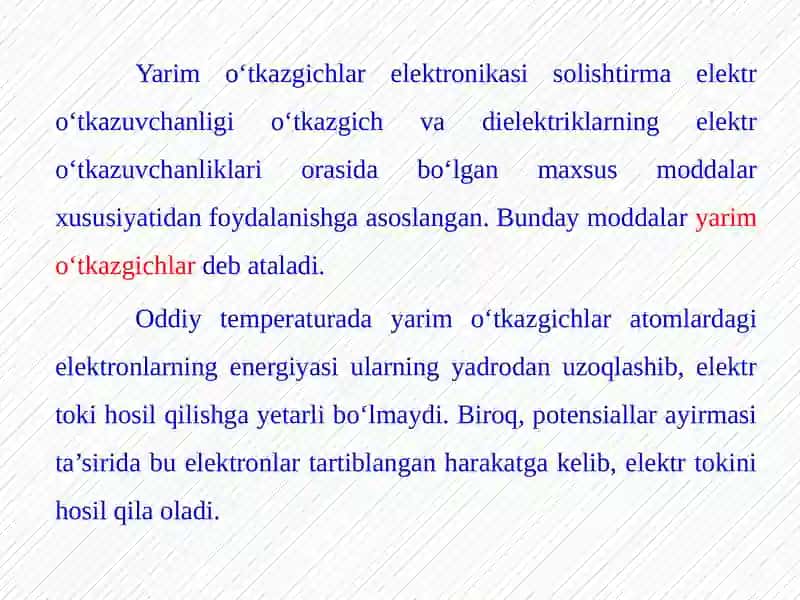 ELEKTRONIKAASOSLARI, YARIMO‘TKAZGICHLI ASBOBLAR 3