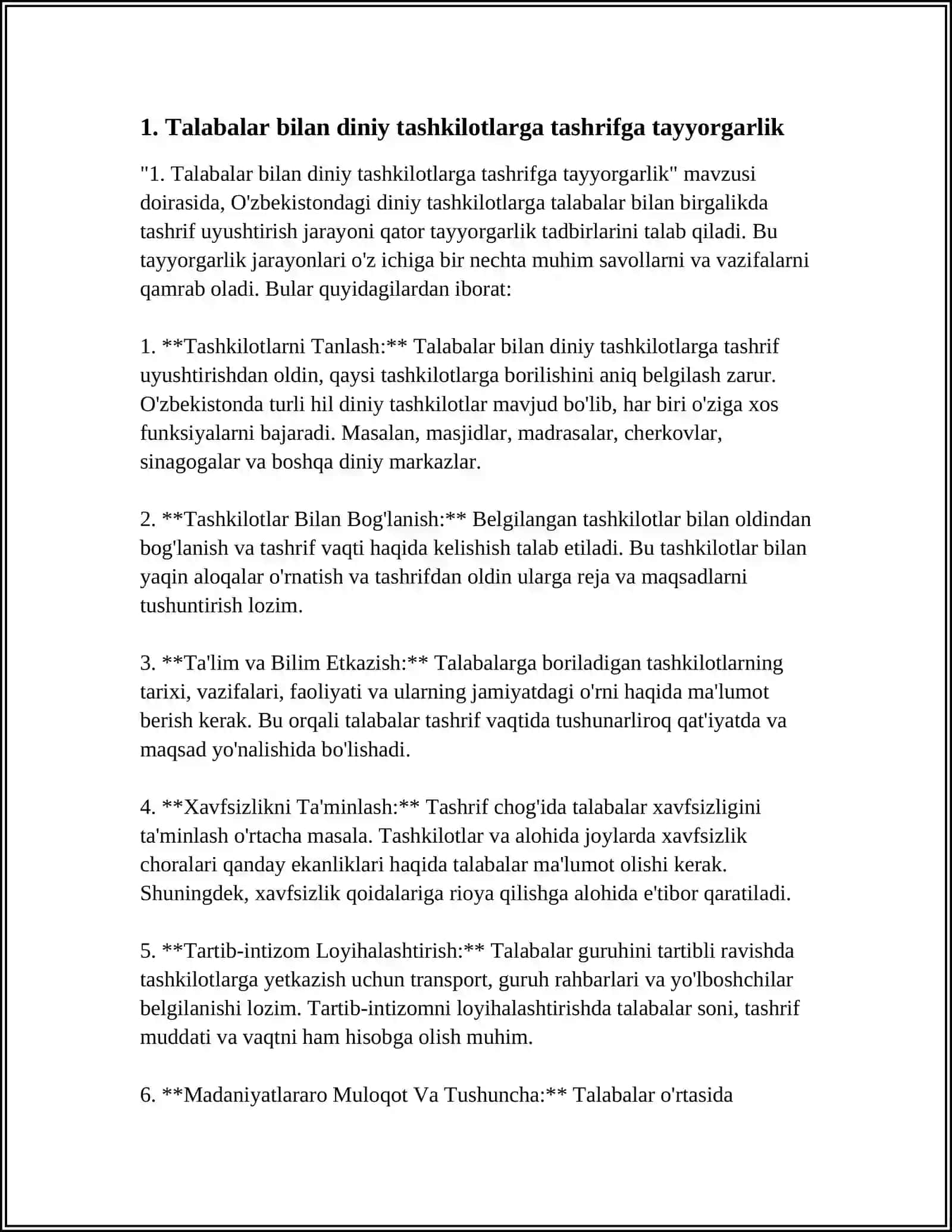 TALABALAR BILAN O'ZBEKISTONDAGI DINIY TASHKILOTLARGA BORISH 3