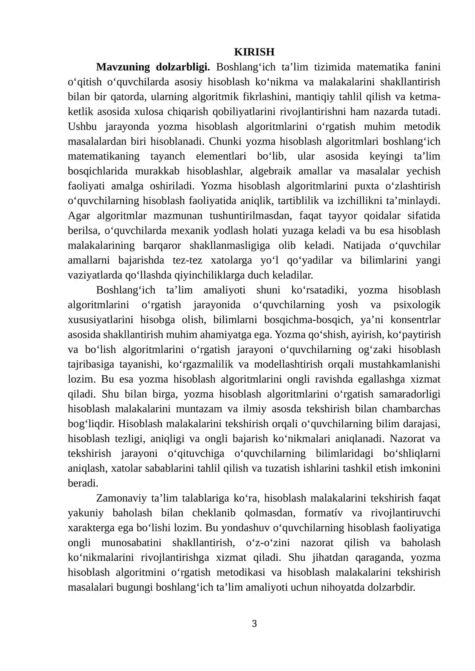 Yozma hisoblash algoritmiga oid kurs ishi 3