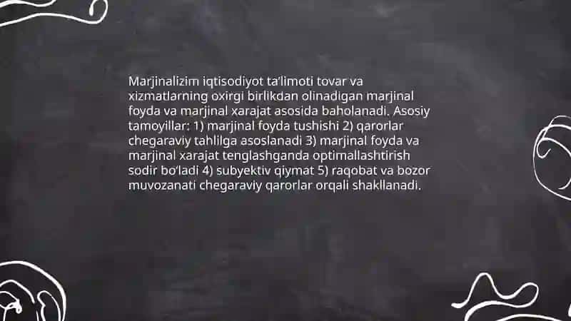 Marjinalizim Iqtisodiyot talimoti 3