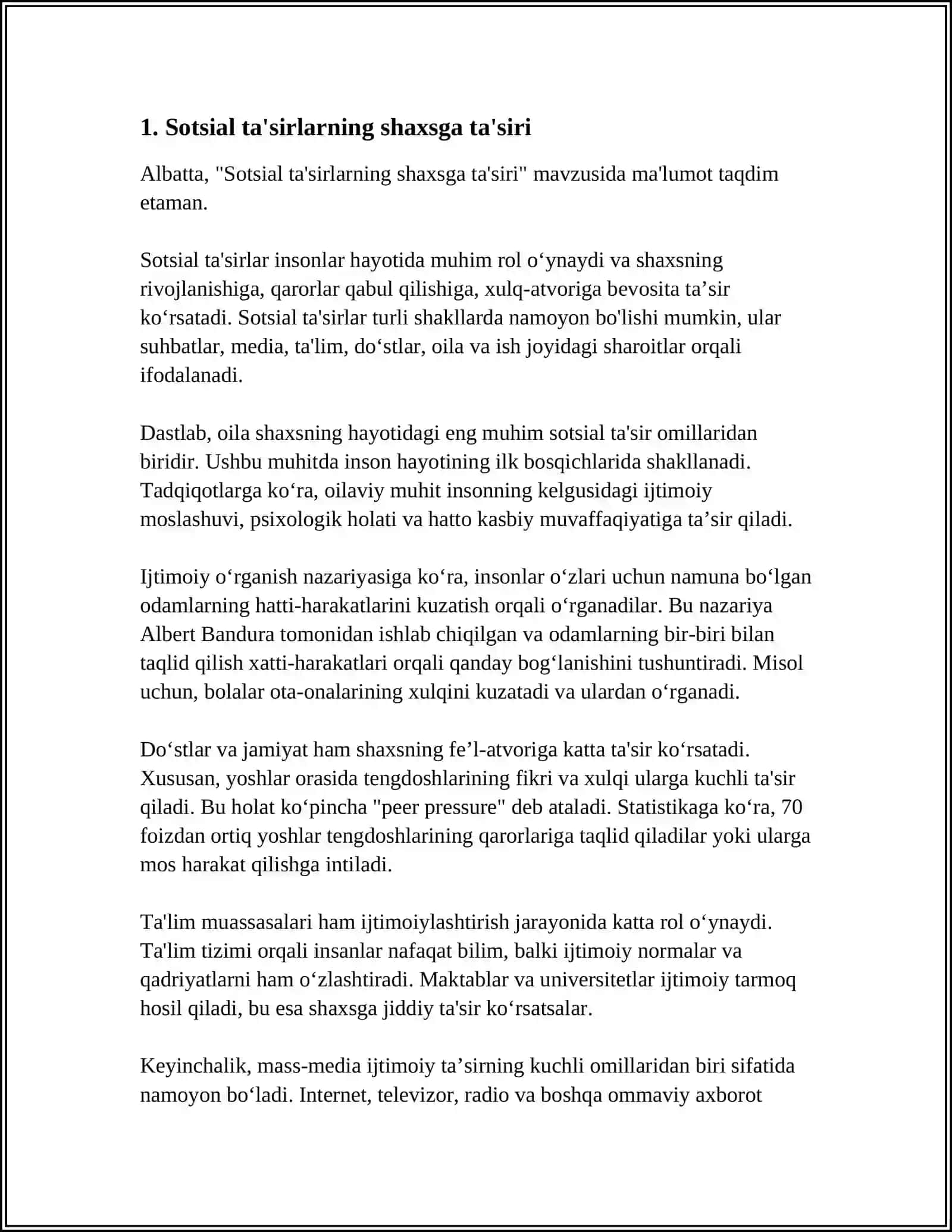 SOTSIAL TA'SIRLARNING SHAXS TOMONIDAN ANGLANISHI VA SHAXSNING "MEN" OBRAZI 3