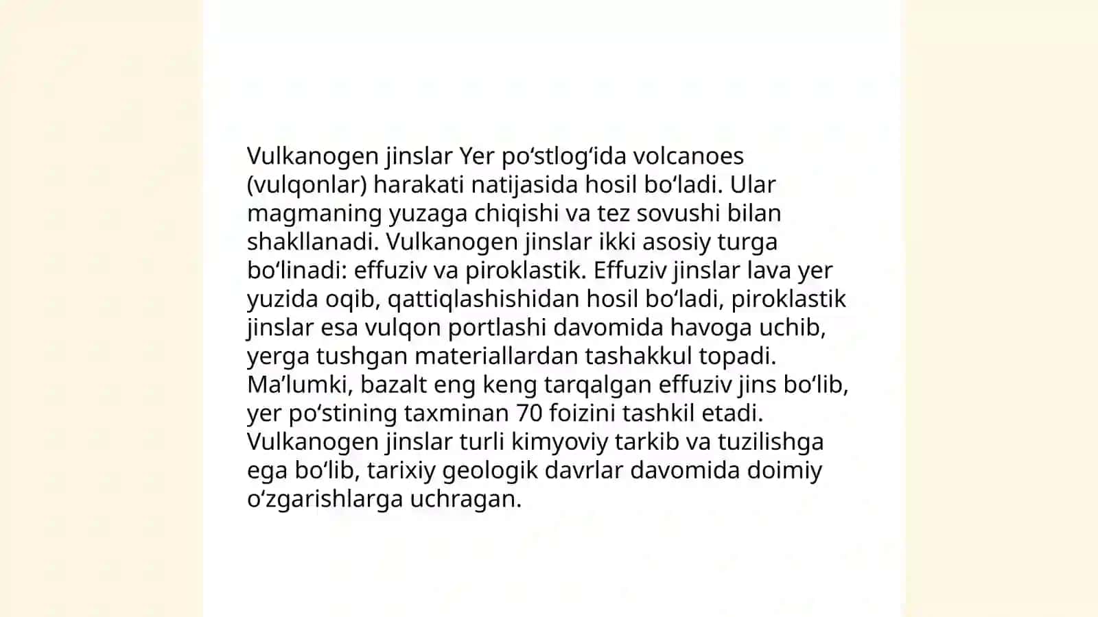 Vulkanogen jinslariga tavsif yani genezisi geografiyasi tarkibi 3