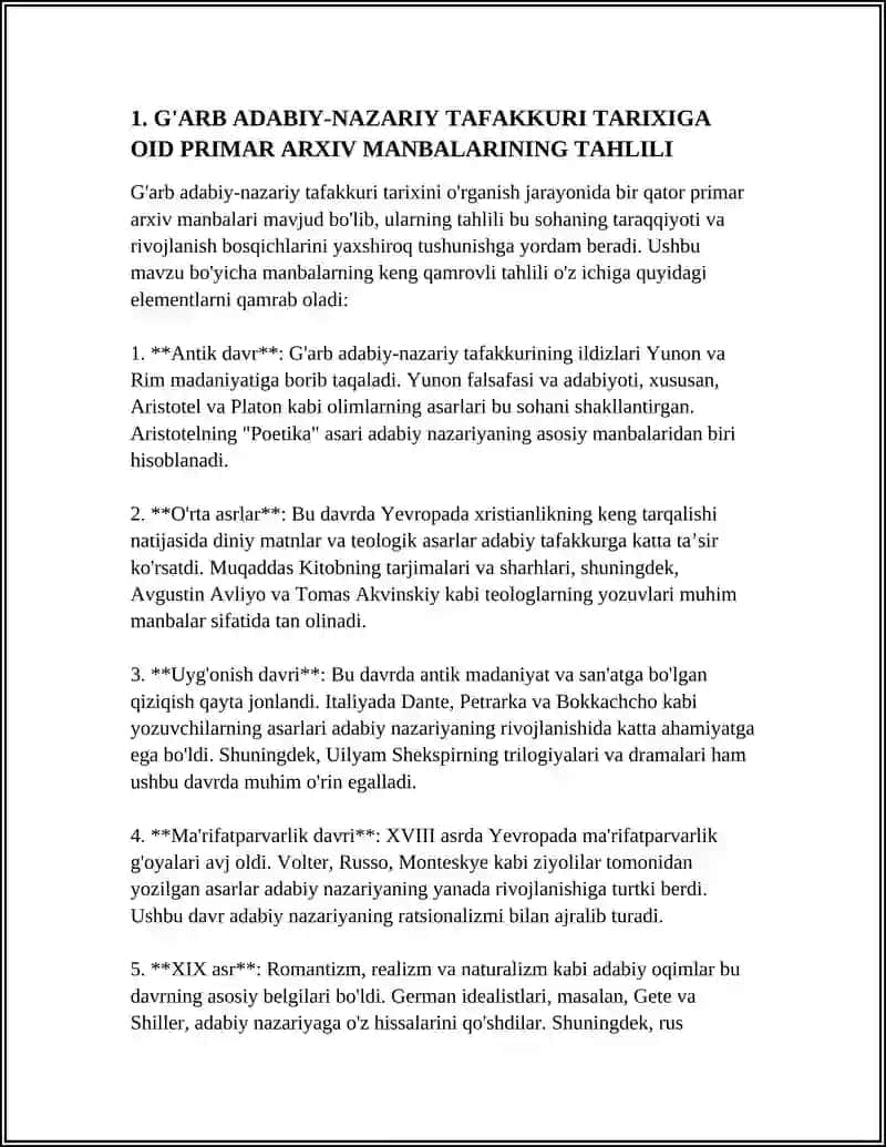 G'ARB ADABIY-NAZARIY TAFAKKURI TARIXIGA OID MANBALAR TAHLILI 3