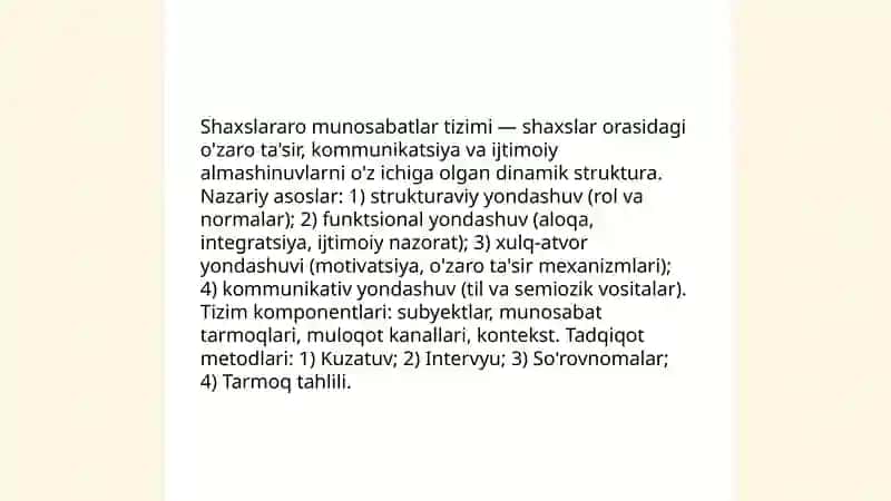 Shaxslararo munosabatlar tizimini o'rganish metodikasi 3