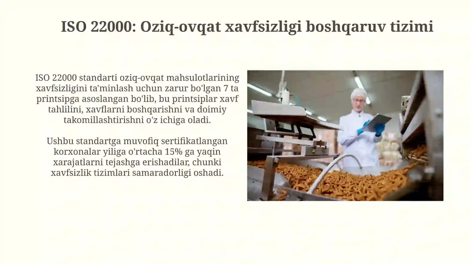 ISO 22000: Oziq-ovqat xavfsizligi boshqaruv tizimi 3