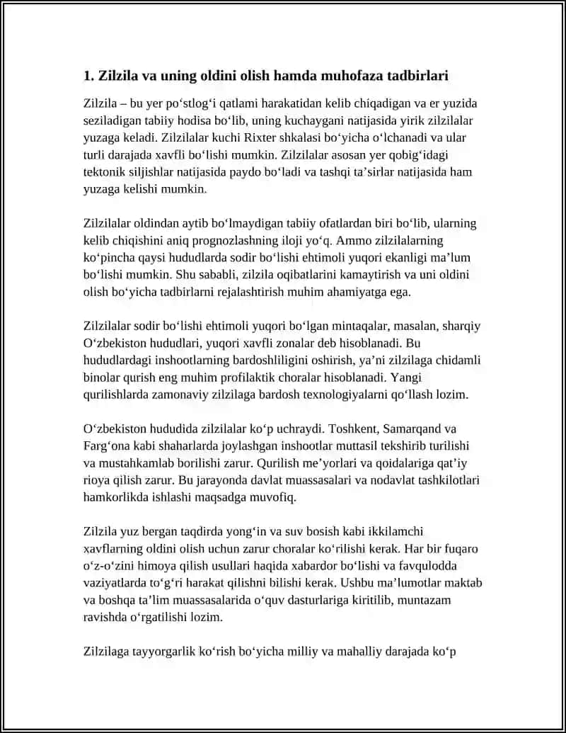 Zilzilalar va ularning oldini olish hamda muhofaza tadbirlari 3