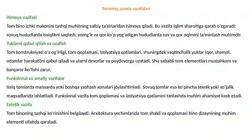 Turar joy binolarining tomlari va tom qoplamalari 3