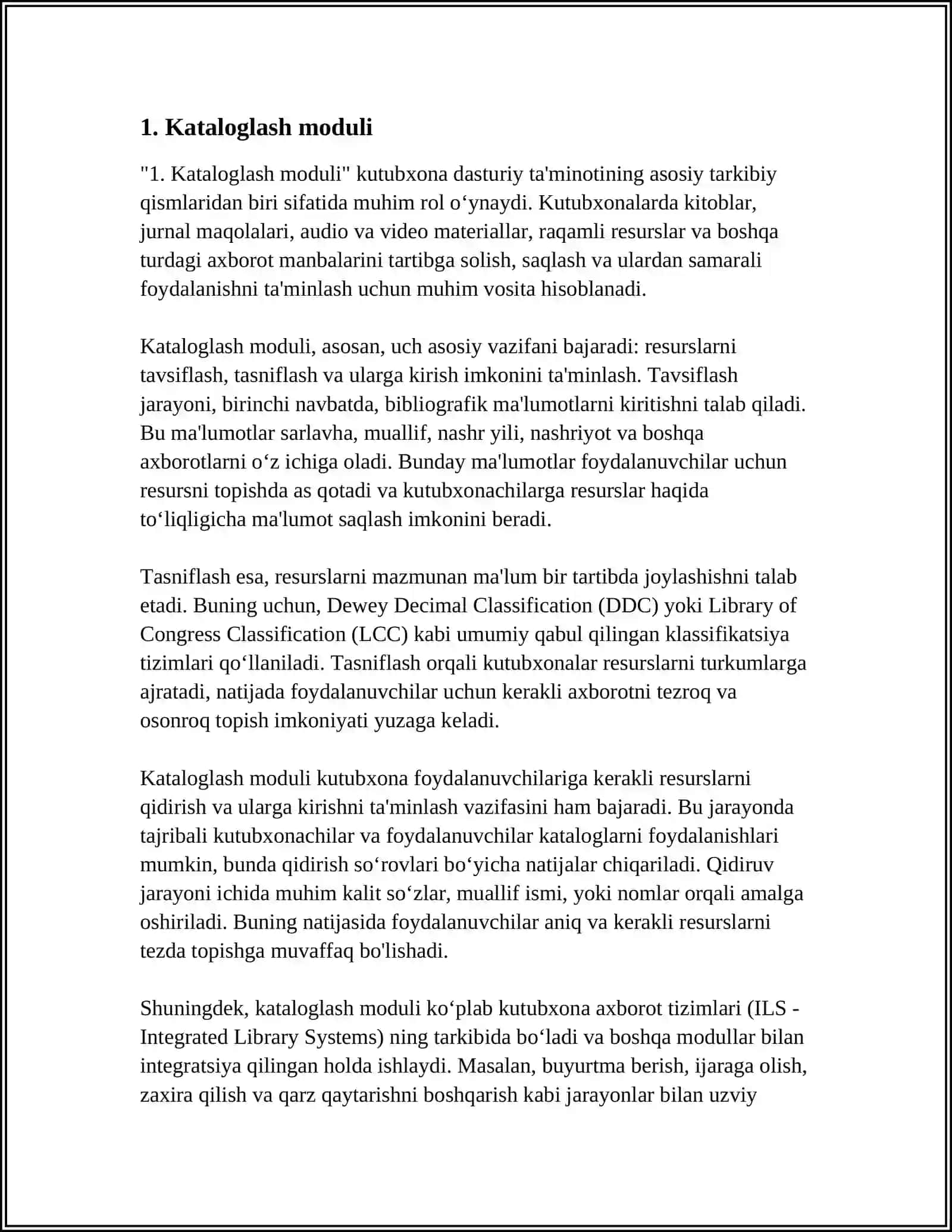 Kataloglash moduli 3