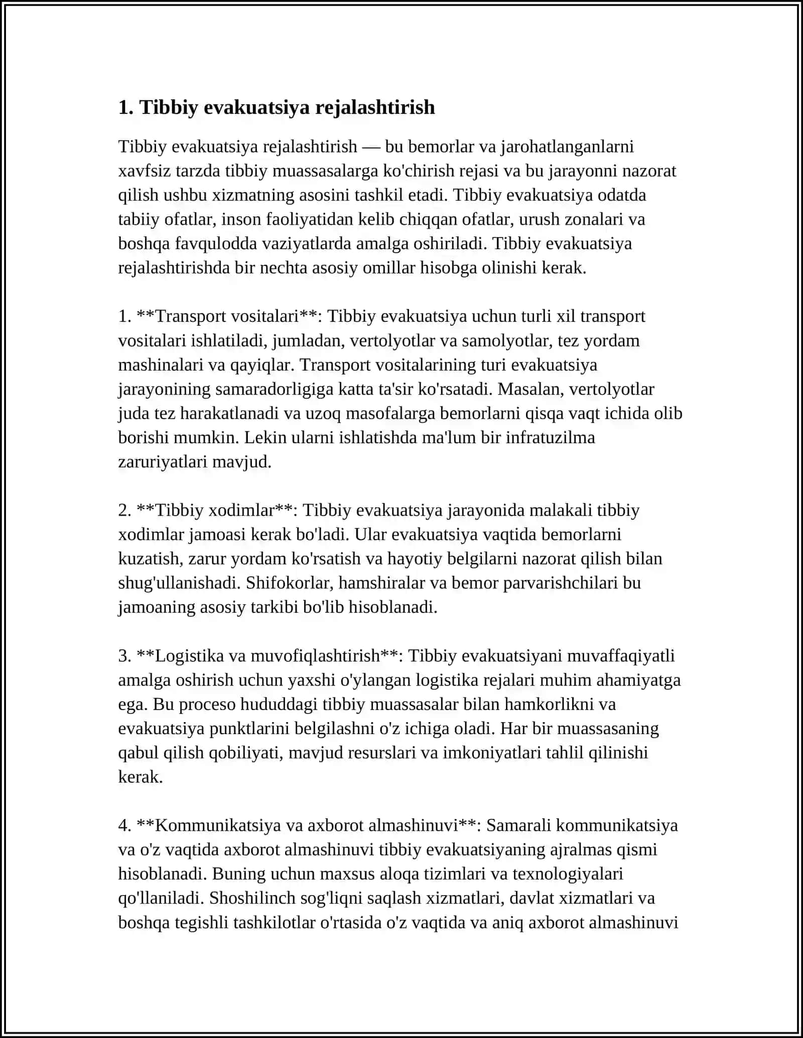 TIBBIY EVAKUVATSIYA BOSQICHLARI 3