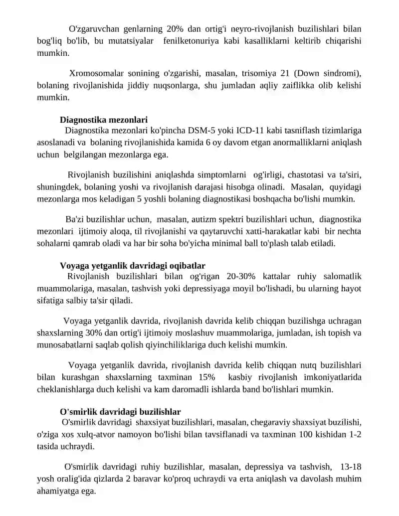 Rivojlanishda yuzaga keladigan buzilishlar xarakteristikasi 3