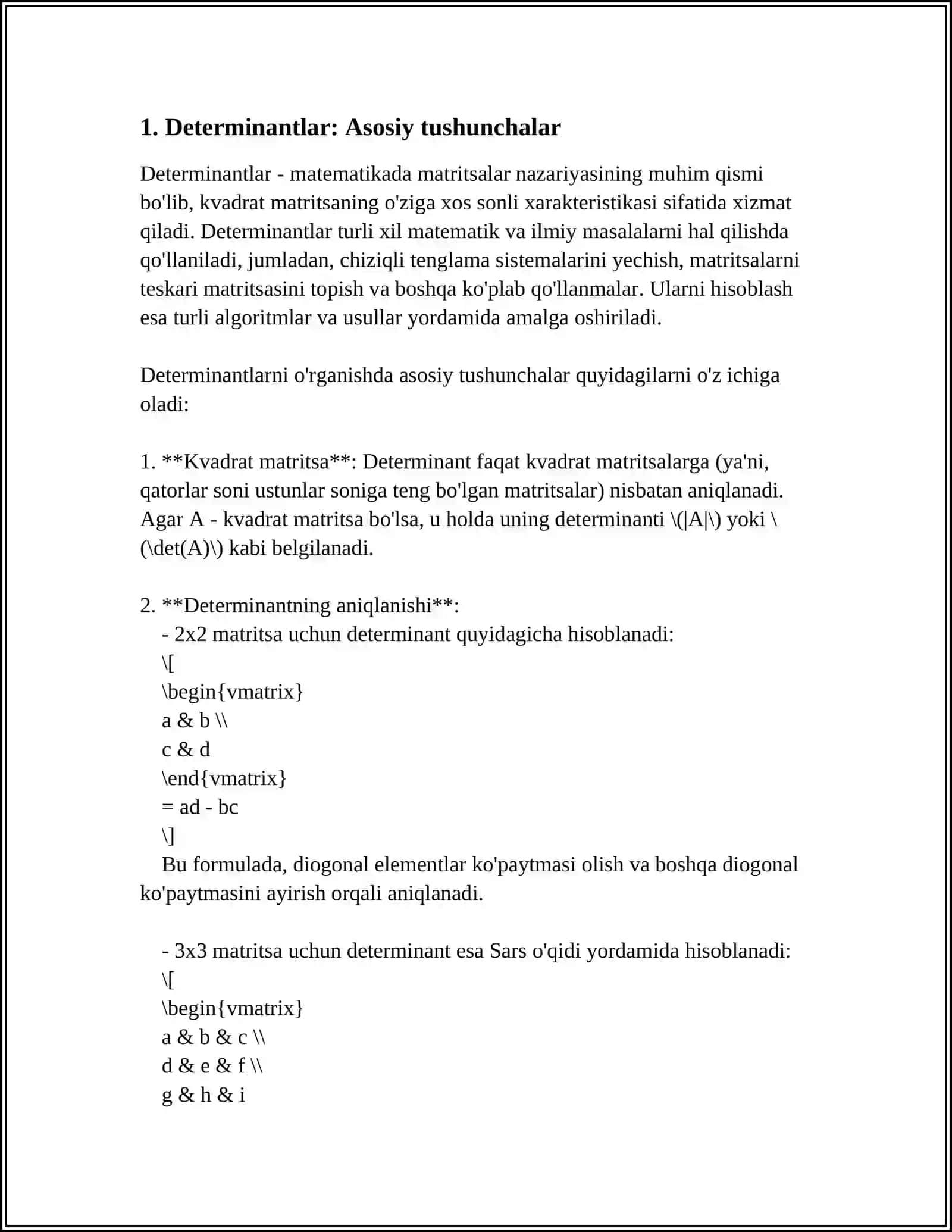 10 TA DETERMINANT 10TA MATRITSA 3
