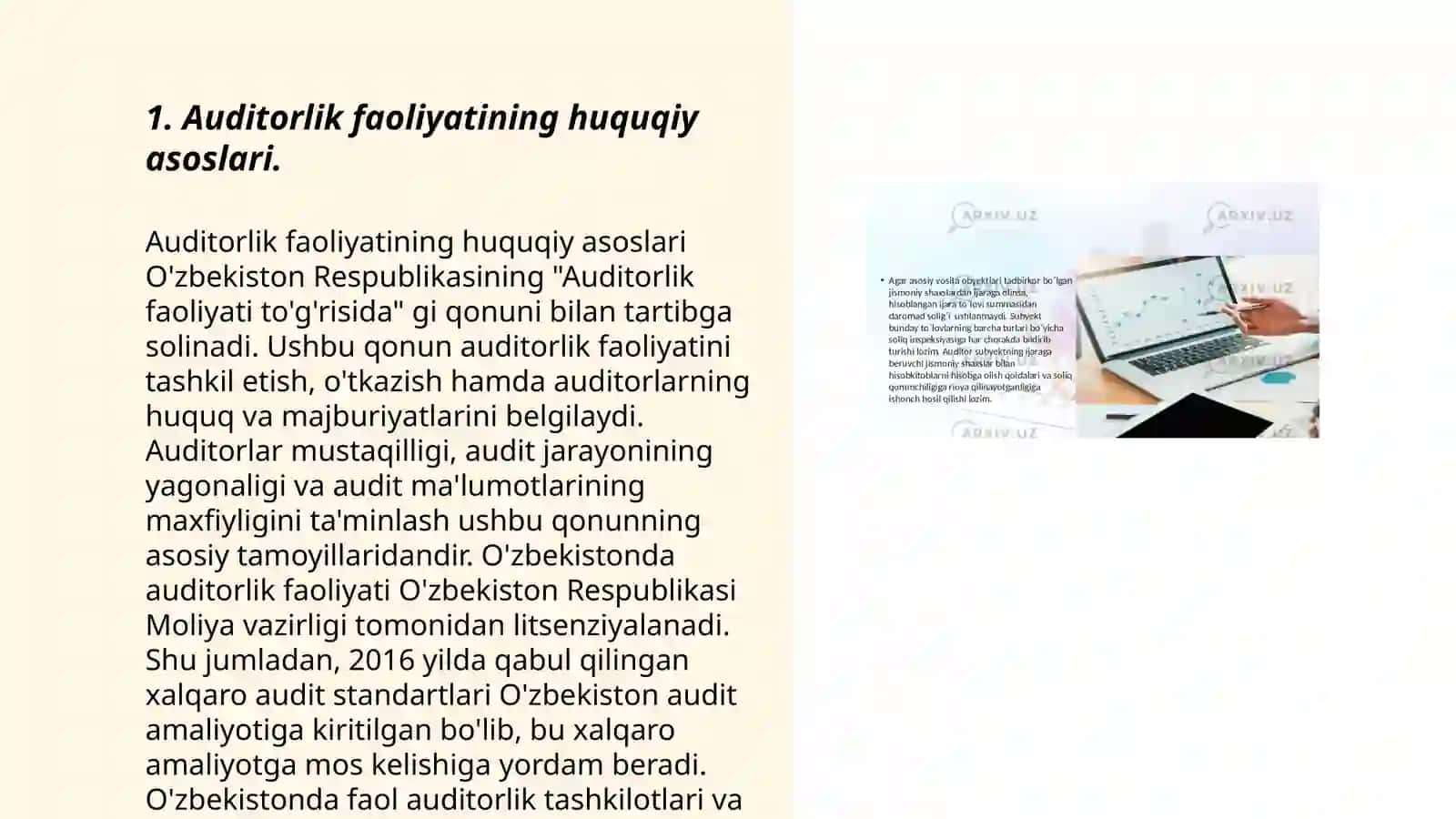 Auditorlik faoliyatining huquqiy asoslari, xalqaro audit standartlari 3