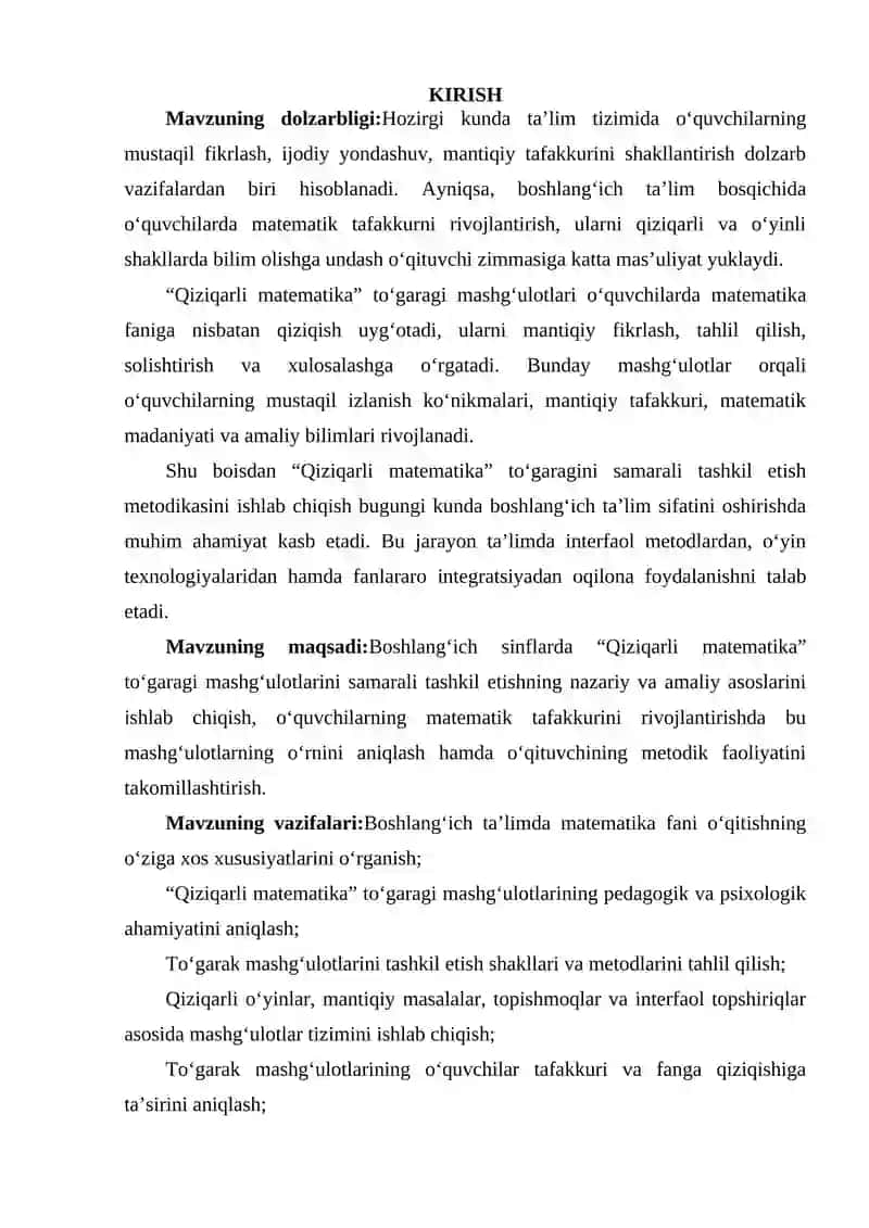 Qiziqarli matematika togaragi mashg'ulotlarini tashkil qilish metodikasi 3