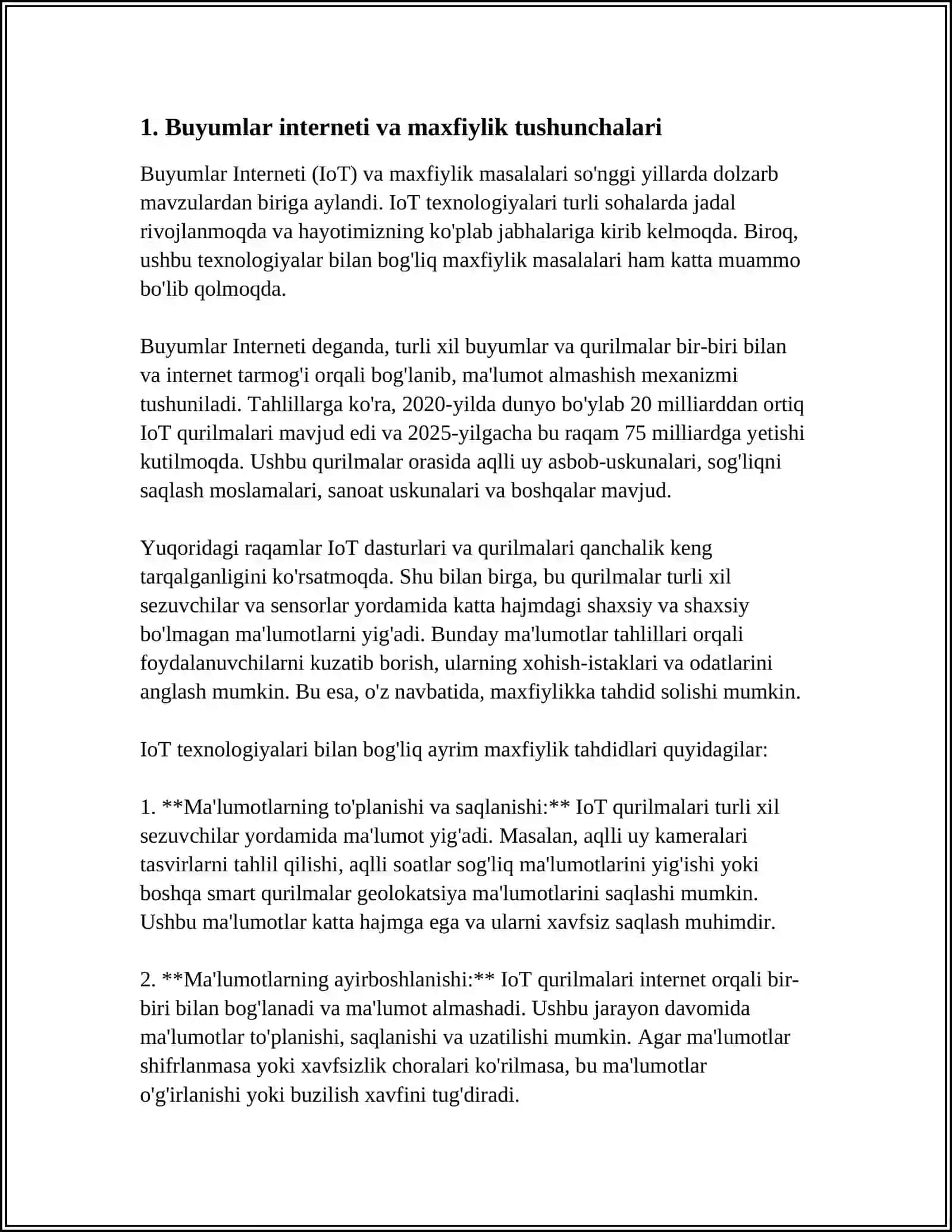 Buyumlar Interneti va maxfiylik tushunchalari 3