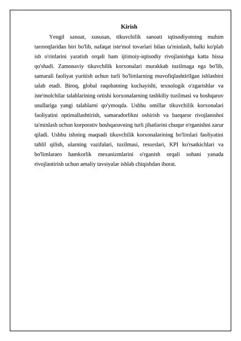 Tikuvchilik sanoat korxonalarining bo'limlari 3