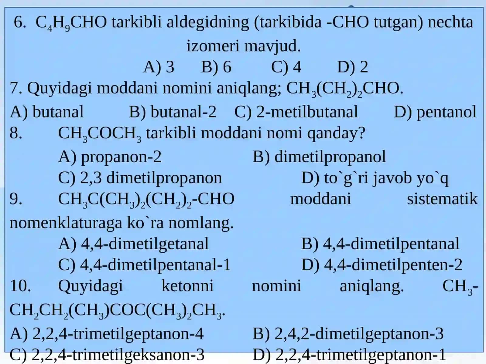 Organik Kimyo (amaliy mashg'ulot) 3