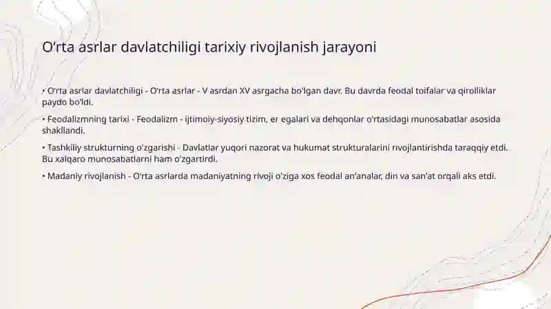 Oʻrta asrlar davlatchiligi: asosiy bosqichlari va oʻziga xos xususiyatlari (xv.xIx asrlar oʻrtalarida) 3