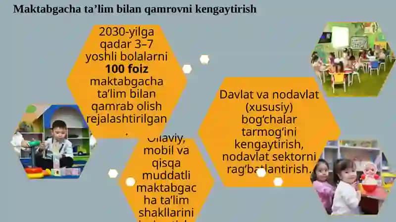 Bolalarni maktabga tayyorlashda o'zbekiston respublikasi maktabgacha ta'lim tizimini 2030 yilgacha rivojlantirish konsepsiyasi haqida malumot . 3