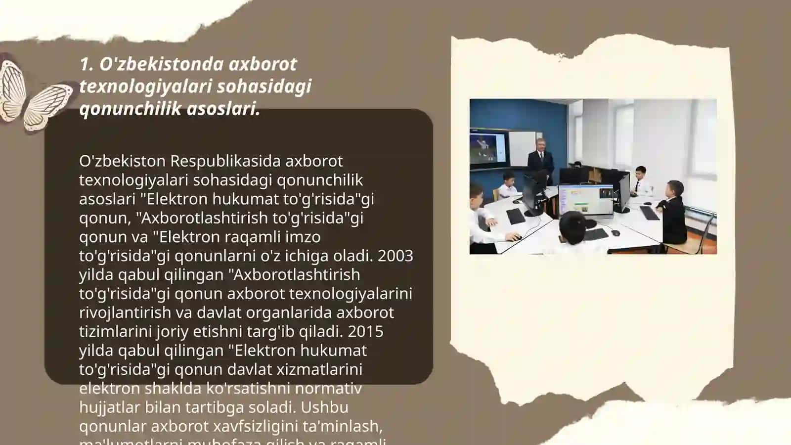 AT sohasidagi huqugiy-meyoriy hujjatlar, O`zbekistonda ATning holati va rivojlanish istiqbollari 3