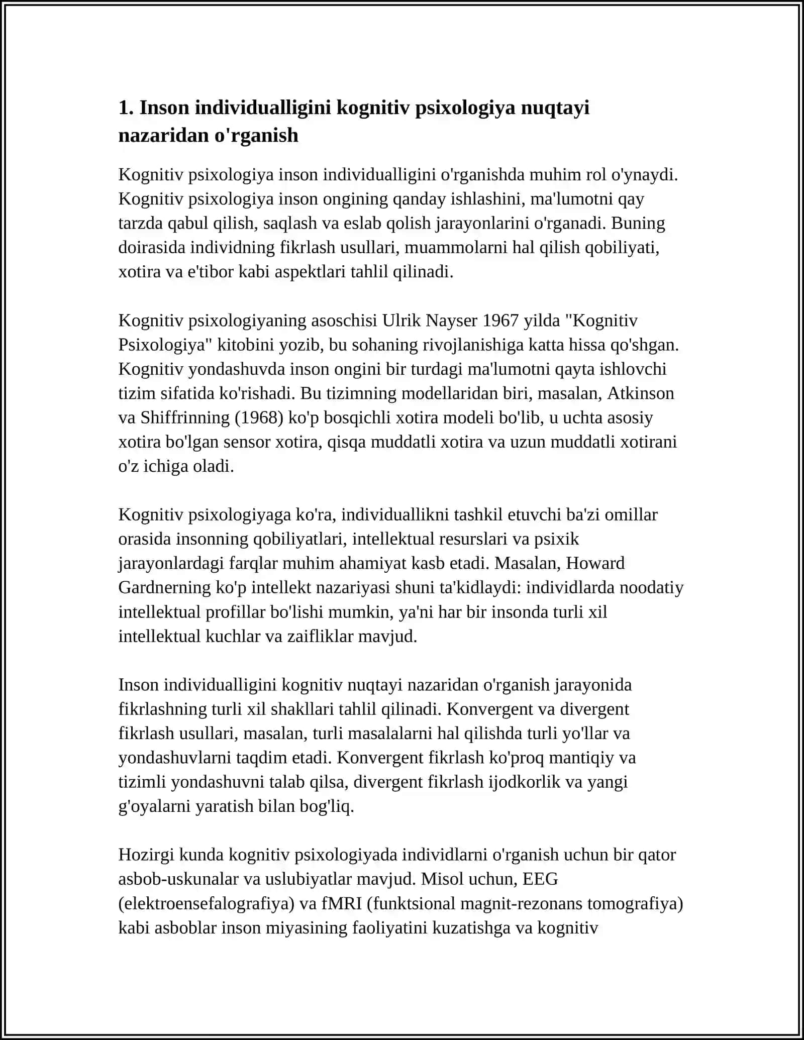INSON INDIVIDUALLIGINING TURLI PSIXOLOGIK MAKTABLARDA ÒRGANILISHI 3