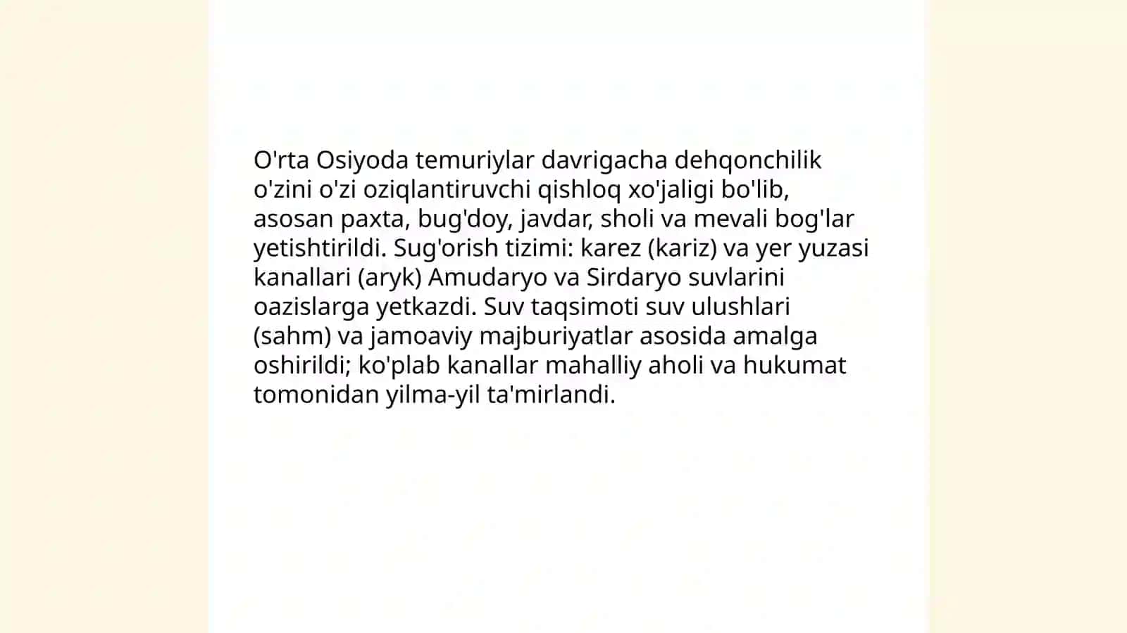 Temuriylar davri dehqonchilik va sug'orish tizimlari 3