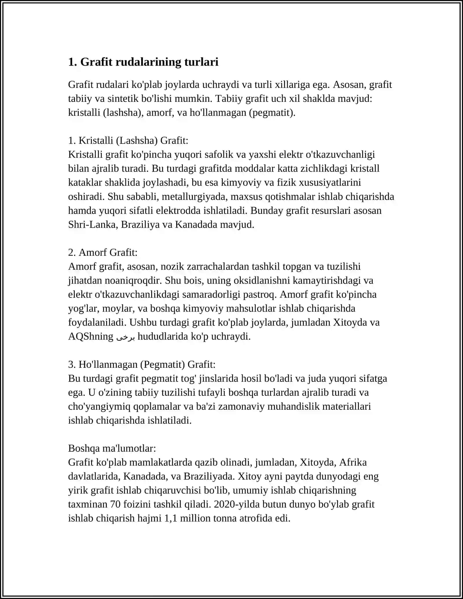 GRAFIT RUDALARINI SARALASH SXEMASINI TANLASH VA ASOSLASH 3