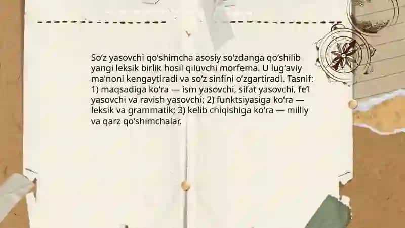 Sõz yasovchi qõshimchalar 3
