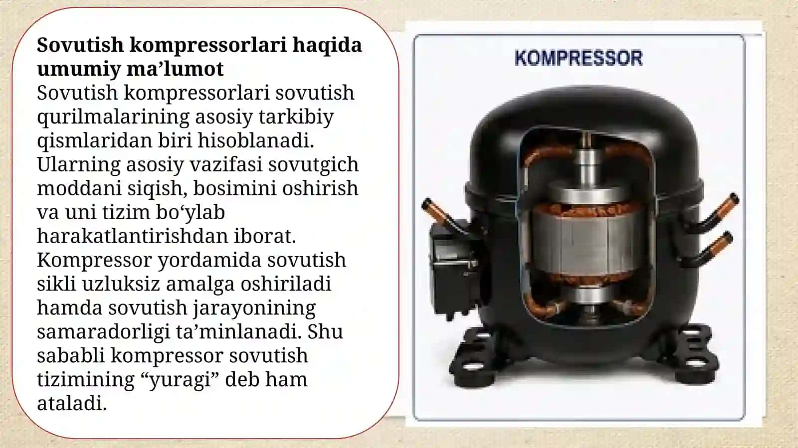 Kompressor elektr qismlarini texnik xizmat ko‘rsatish va xavfsizlik 3