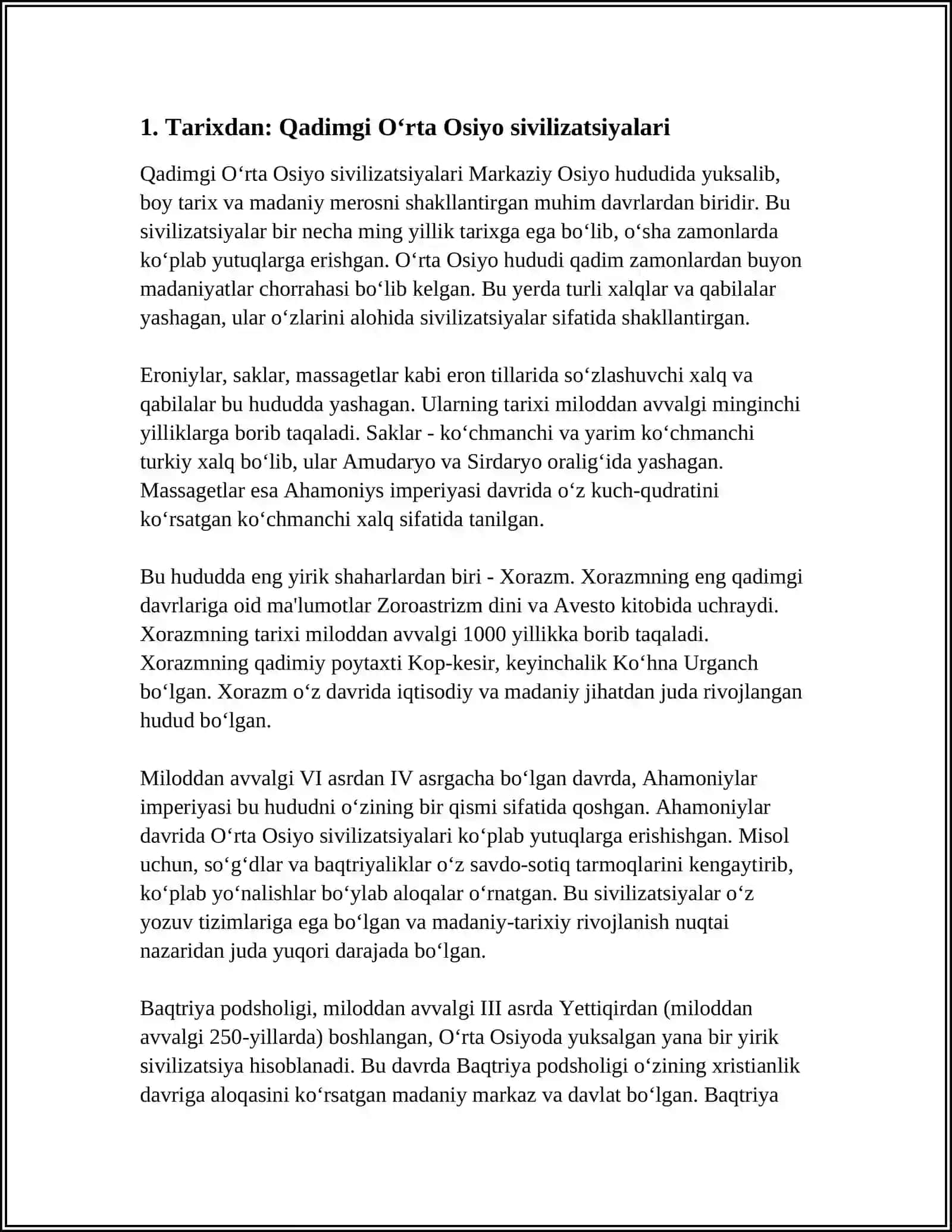 Qadimgi Oʻrta Osiyo sivilizatsiyalari 3