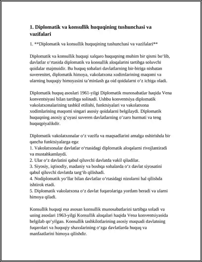 Diplomatik va konsullik huquqining tushunchasi va vazifalari 3