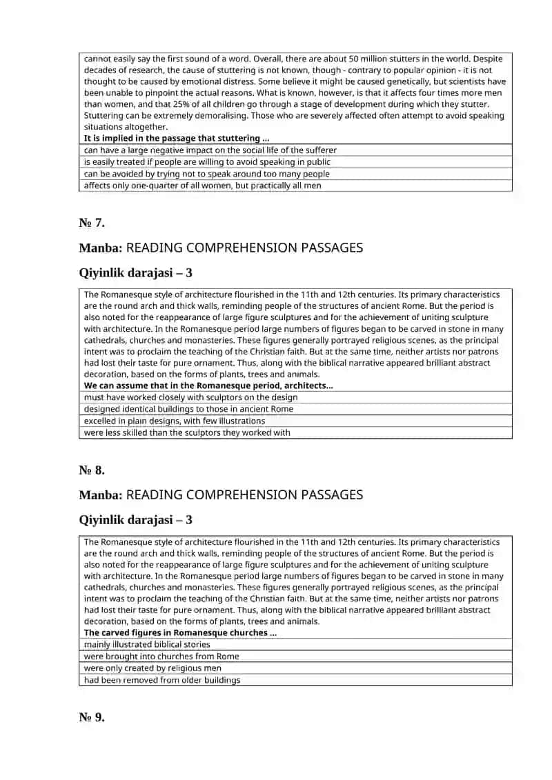 READING COMPREHENSION PASSAGES 3