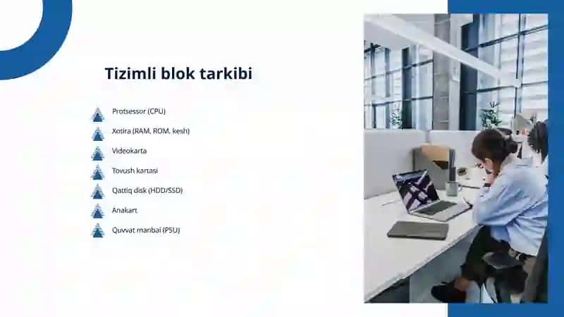 Tizimli blok va uning tarkibiy elementlari protsessor, soprotsessor va xotira turlari 3