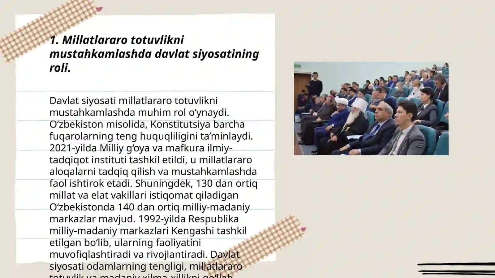 O'zbekistonda millatlararo tinchlik va diniy birodarlikni ta'minlashda davlat siyosati 3