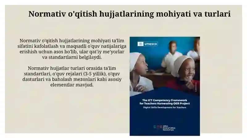 Normativ o'qitish hujjatlari bilan tanishish 3