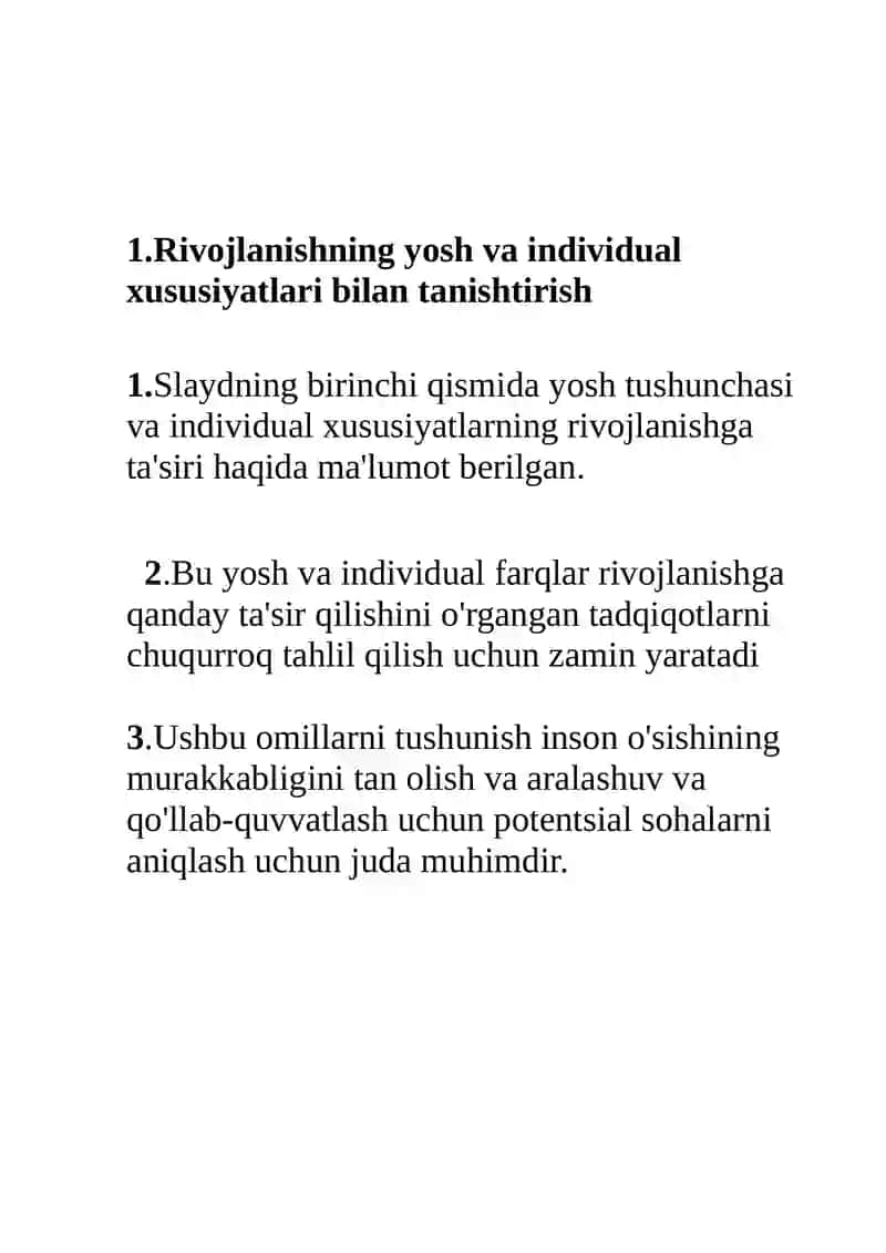Rivojlanishning yoshga va individual xususiyatlariga oid tadqiqotlar tahlili 3