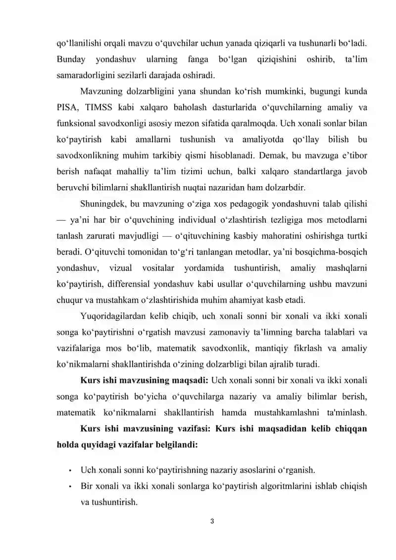 Uch xonali sonni bir xonali va ko'p xonali songa ko‘paytirish metodikasi 3