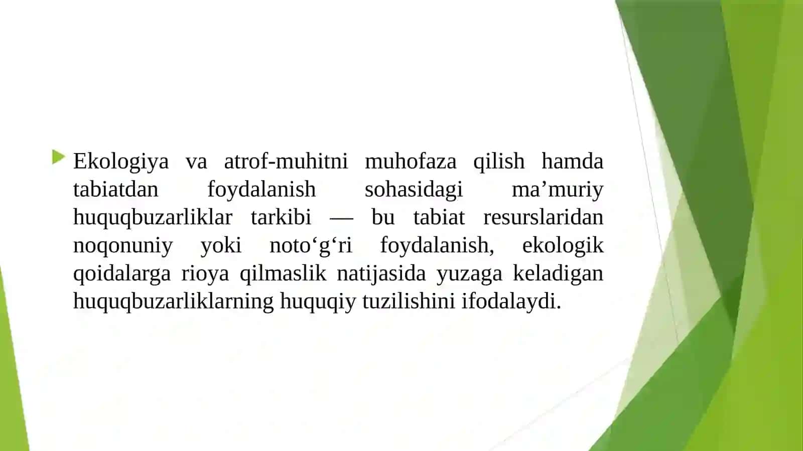 EKOLOGIYA VA ATROF MUHITNI MUHOFAZA QILISH VA TABIATDAN FOYDALANISH SOXASIDAGI MAMURIY HUQUQBUZQRLIKLAR TARKIBI. 3