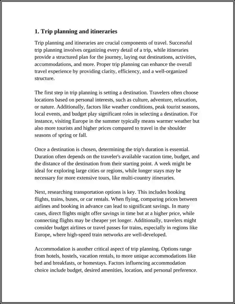 Trip planning and itineraries 3